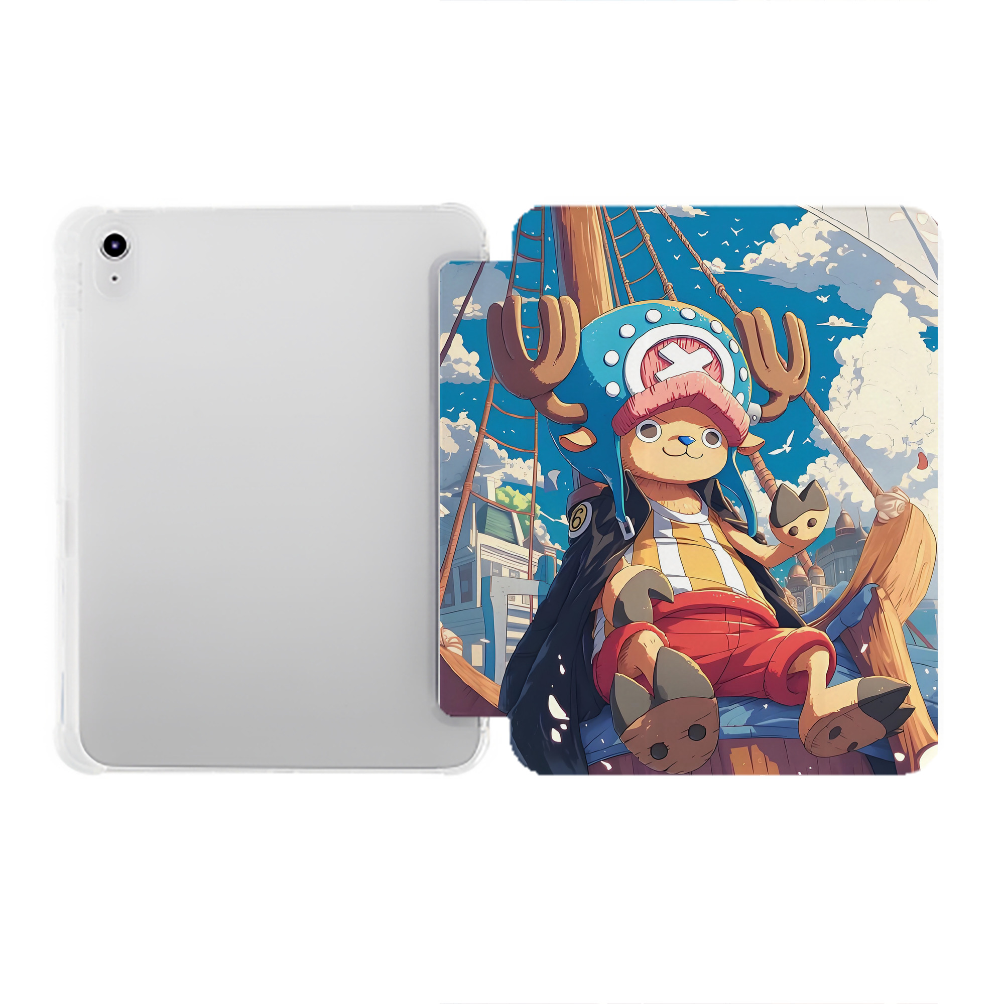 （画像用） ワンピース ONE PIECE IPad ケース ペン収納付き 三つ折りスタンド PUレザー×シリコン 対応機種9.5/10.5/10.9インチ